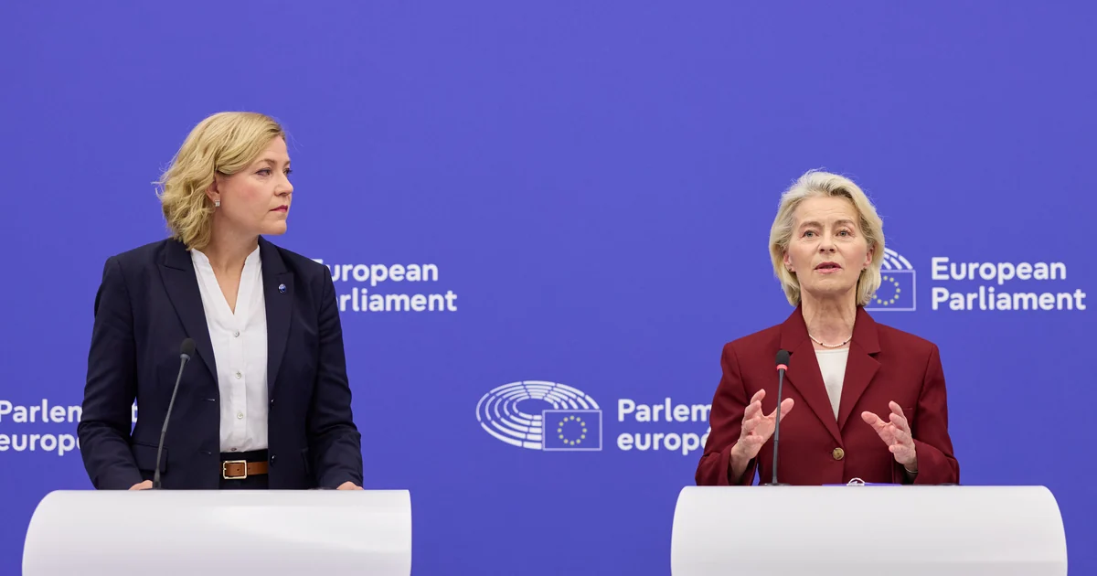EU KIDS Act 제안 기자회견에서 발언하는 EU 집행위원장과 부위원장